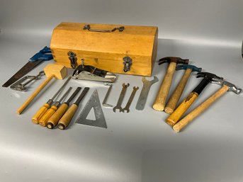 Grouping Of Small Hand Tools Incl. Wood Tool Box