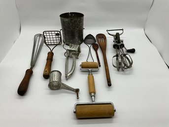 Grouping Of Vintage Cooking Utensils