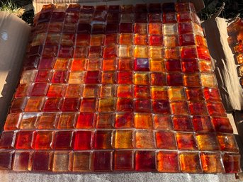 Grouping Of Red, Orange And Yellow Mosaic Glass Tiles