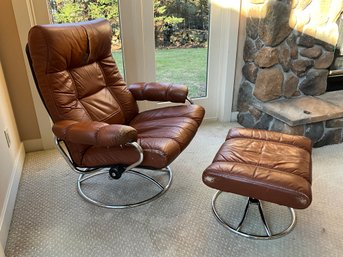 Ekornes Stressless Leather Lounge Chair And Ottoman