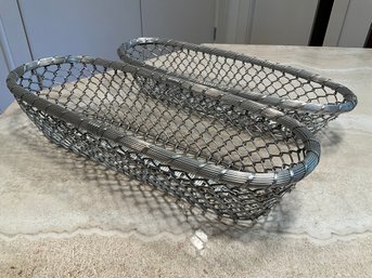 Pair Of Long Aluminum Bread Baskets