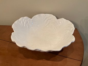 White Ceramic Cabbage Leaf Serving Bowl