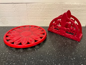 Metal Trivet And Napkin Holder