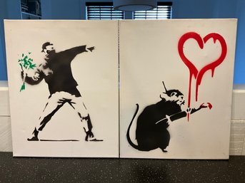 Banksy Style Art On Canvas