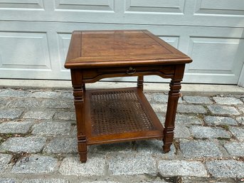 Two-tier Cane Side Table