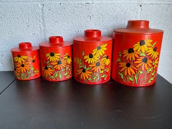 Ransburg Mid-Century Floral Canisters