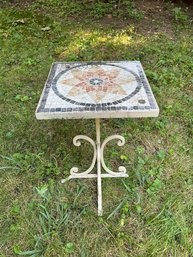 Mosaic Tile Top Iron Side Table