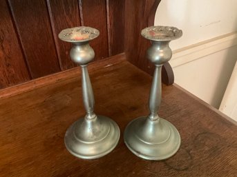 Pair Of Silver-plated Candlesticks