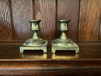 Pair Of Gold-tone Candlesticks Holders