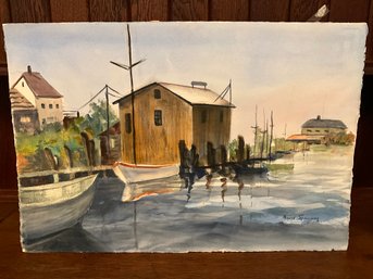 Rocky Neck, Gloucester MA Harbor Side 1986 Watercolor On Paper