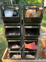 Grouping Of Green Metal Stacking Organizer Bins