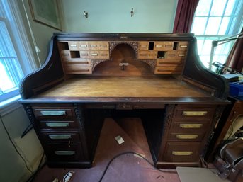 19th Century Cutler And Sons Walnut Roll Top Desk