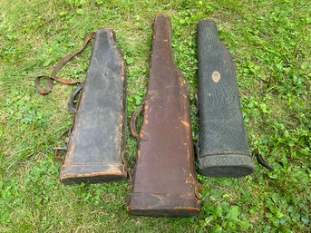 (3) Vintage Leather Rifle Cases