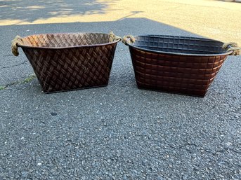 (2) Decorative Metal Tin Buckets