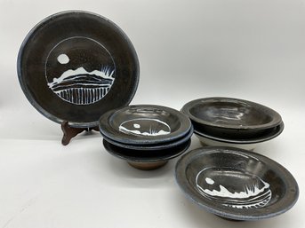 Vintage Studio Pottery Bowls And Plate