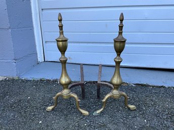 Pair Of Brass Andirons