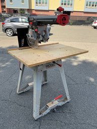 Ridgid 10' Radial Arm Saw - Model No. RS10000 On Retractable Wheeled Base W/ Dust Collector