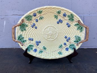 Vintage Tiffany & Co. Porcelain Basket Weave And Berries Plate