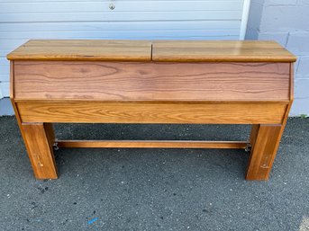 Mid-Century Oak Headboard With Storage