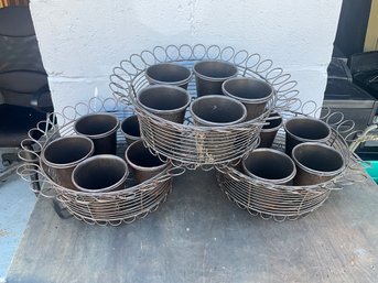 Grouping Of Divided Metal Planters