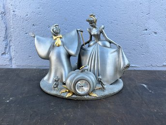 Disneys Cinderella Pewter Clock Firgurine