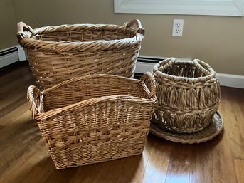 Grouping Of Miscellaneous Woven Wicker And Grass Baskets