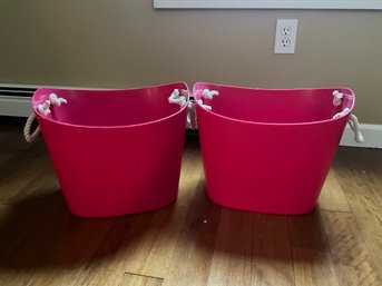 (2) Pink Plastic Buckets