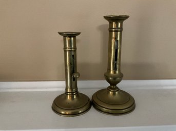 Pair Of Brass Colonial Candlesticks