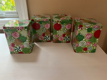 Grouping Of Christmas Themed Metal Canisters