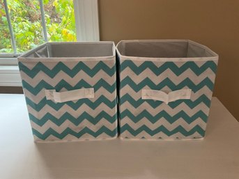 (2) Blue And White Soft Storage Boxes