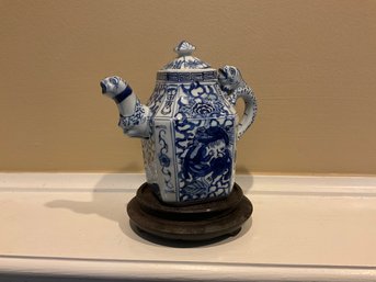 Oriental Blue And White Teapot