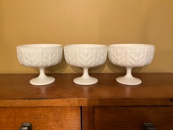 (3) Milk Glass Pedestal Bowls