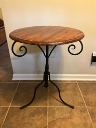 Round Wood And Iron Entry Table