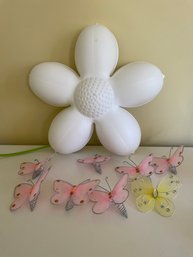 Decorative Butterflies And Light-up Flower Wall Lamp.