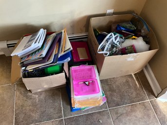 Very Large Grouping Of Paper, Pencils, Utensil Boxes And More