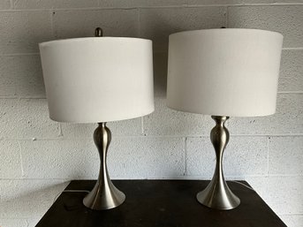 Pair Of Silver Contemporary Table Lamps