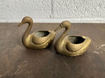 Brass Swan Ashtrays