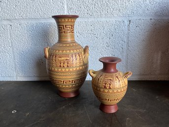 (2) Reproduction Greek Geometric Amphora