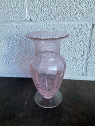 Baby Pink Bubble Glass Pedestal Vase