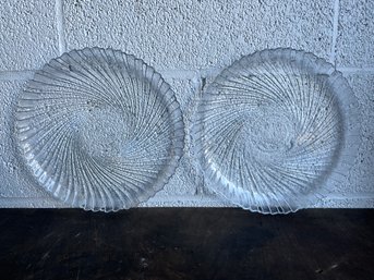 (2) Textured Glass Serving Plates