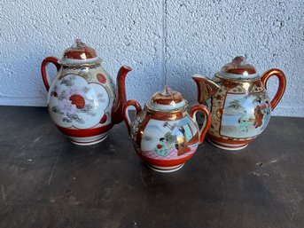 Japanese Porcelain Teapots And Lidded Jar