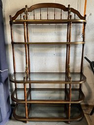 Vintage Mahogany And Brass Bakers Rack