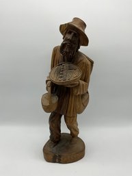 Vintage Wood Carved Old Man Sculpture