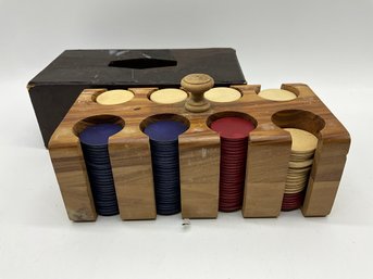 Vintage Wood Poker Chip Set