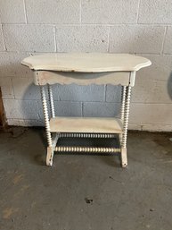 Vintage Shabby Chic White Painted Side Table With Spindle Legs
