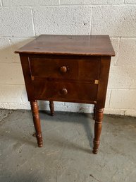 Antique Two-drawer Wood Side Table