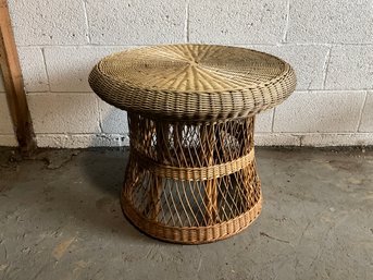Bamboo And Wicker Round Cocktail Table