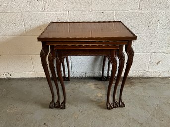 Mahogany Chippendale Style Ball In Claw Nesting Tables