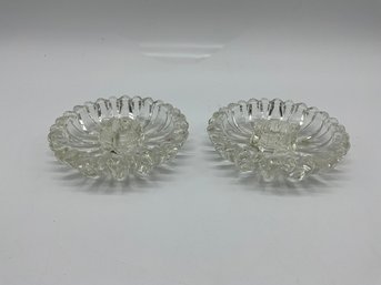 Pair Of Cut Glass Candle Holders