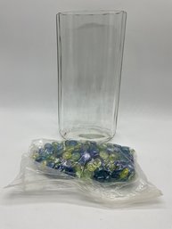 Tall Glass Flower Vase Incl. Colored Stones